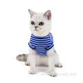 Cat مخطط تي شيرت ملابس الحيوانات الأليفة